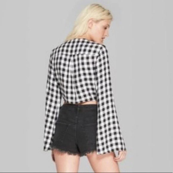 Wild fable small gingham checkered tie crop top - Picture 3 of 6